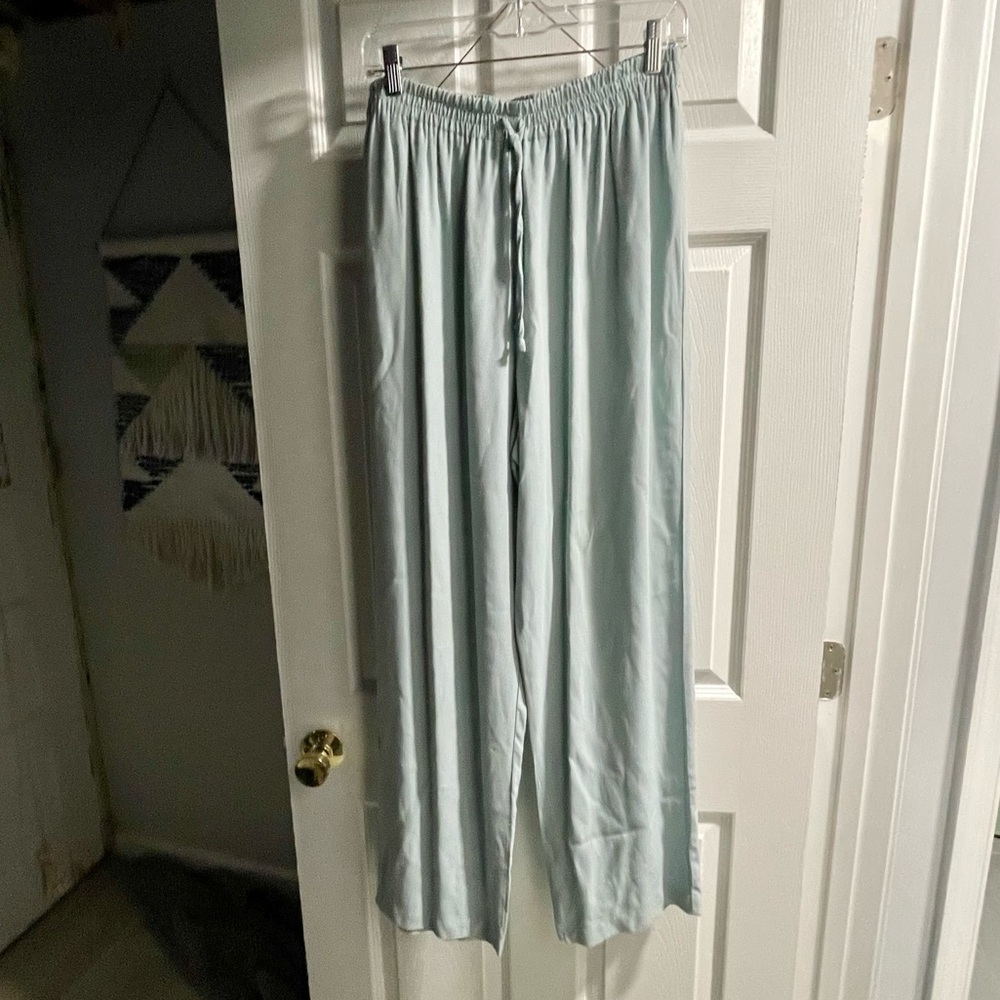 Ilyse Hart Ltd Mint Green Long Flowy Drawstring Pants - L